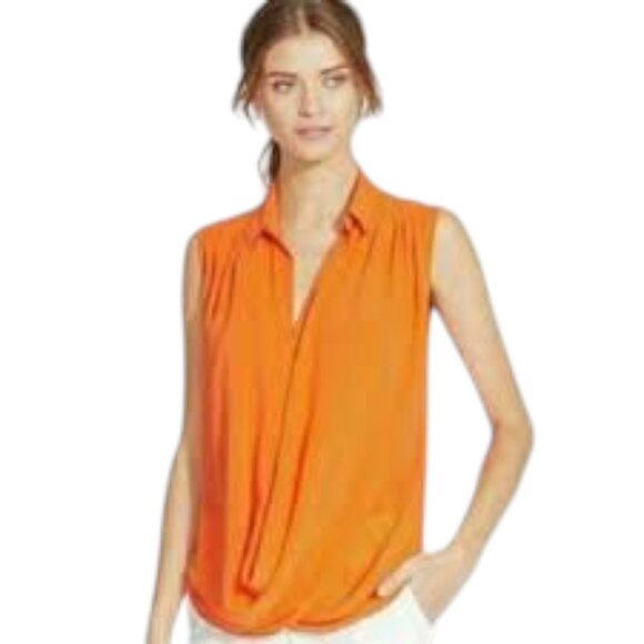 Alice + Olivia Women’s S Orange Silk‎ Blend Sleeveless Blouse Tank Top Elegant - Picture 1 of 10